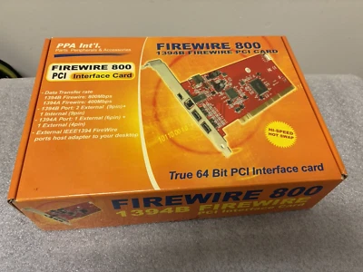 PPA Int'l 4 FIREWIRE 800 1394b PCI Card 64 Bit Interface Card / CARD ONLY - Image 1 of 4