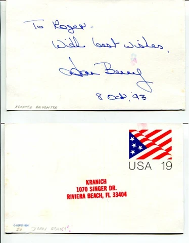 JOAN BENNY  - JACK BENNY DAUGHTER  - SIGNED AUTOGRAPHED 3628 Cover