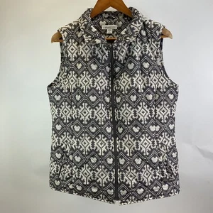 Coldwater Creek Puffy Winter Vest White Grey Womens Size M 10-12 - Picture 1 of 5