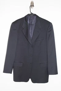 NAVY-BLUE YVES SAINT LAURENT 100% WOOL SPORT COAT solid blazer / suit jacket 42L - Picture 1 of 5