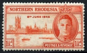 Northern Rhodesia 1946 SGH#46a 1.5d KGVI Victory P13.5 MH #D25052 - Picture 1 of 2