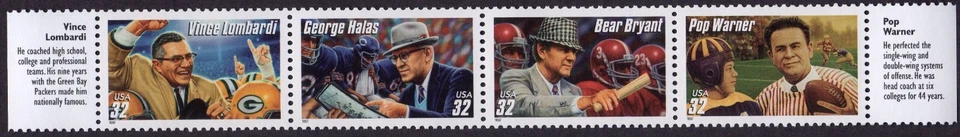 Scott #3146a (3143-46) Football Coaches Block (Strip) of 4 Stamps - MNH - Image 1 of 1