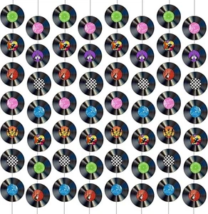 12 PCS Vinyl Records Banners Music Record Hanging Swirl 1950'S Party Garland Kit - Picture 1 of 4