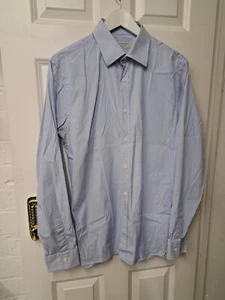 Gieves Hawkes White Blue Striped Shirt UK 16 Cotton Savile Row London - Picture 1 of 12