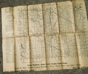 1966 Map of Fishing Sites in Steuben County Indiana from Local Newspaper - Picture 1 of 5