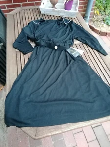Frankenwälder elegantes Vintage 70er Kleid schwarz Strass Gürtel XL 44/46 neu - Bild 1 von 8