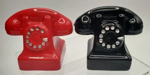 Retro Vintage Drehtelefone Keramik Salz und Pfefferstreuer Set Rot Schwarz - Bild 1 von 4