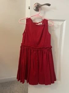Classic J.Crew Red Crewcuts Girls Sateen Cotton Dress Sz 4 Christmas Holiday - Picture 1 of 2