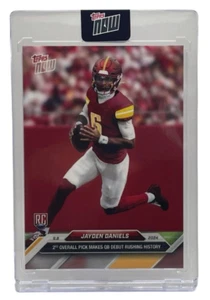 Tarjeta de novato 2024 Topps Now #3 Jayden Daniels RC QB debut historia apresurada - Imagen 1 de 3