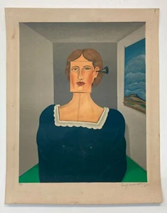 Retratos familiares de mujer con cara cuadrada Benjamin Levy litografía original firmada AP - Imagen 1 de 7