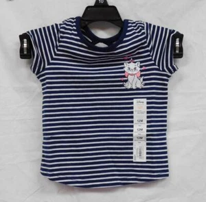 NWT-Toddler Girl's Disney's Aristocats Marie Keyhole Back Tee-Blue Stripe- 12 mo - Picture 1 of 3