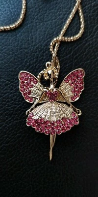 Lange Damen Halskette Elfe Fee Zauberfee lange Kette Strass Neu - Bild 1 von 3