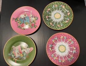 Williams Sonoma Famille Rose Appetizer Plates Set of 4 Pink & Green Butterflies - Picture 1 of 6