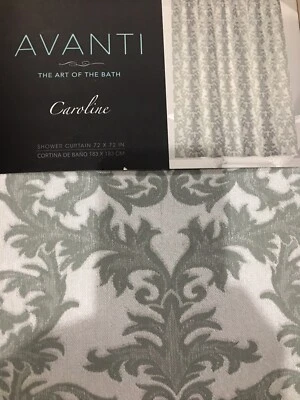 CORTINA DE DUCHA DE TELA AVANTI "CAROLINE" 1 pieza jacquard plata/gris 72x72 nueva en paquete bonita Foto 1 de 4