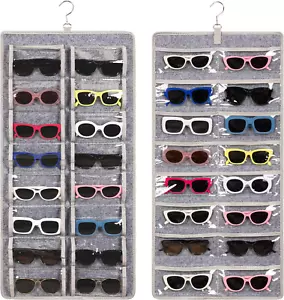 Dual Sided Sunglasses Storage Organizer Case, Eyeglasses Holder Wall Mounted wit - Picture 1 of 12