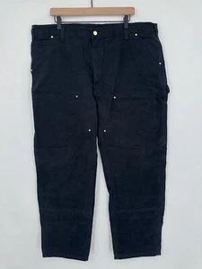 Carhartt B01 BLK Black Duck Double Knee Front Utility Work Pants Mens Size 44x32 - Picture 1 of 11