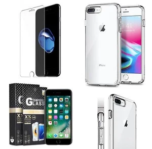 Custodia cover e vetro temperato 9h per apple iphone 7 e 8 plus trasparente - Imagen 1 de 5