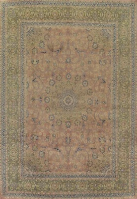 Alfombra tradicional vintage silenciada floral Kashmar anudada a mano alfombra 10'x13' Foto 1 de 4