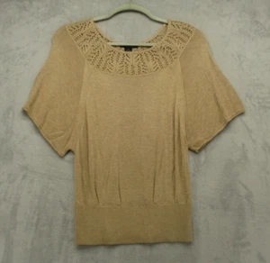 Arden B Short Sleeve Tight Knit Sweater Women's X-Small Beige 100% Rayon - Picture 1 of 11