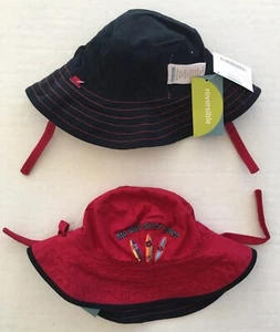 NWT Gymboree Surf Camp 0-12 Months Reversible Red & Blue Surf Shop Hat w/ Strap - Picture 1 of 1