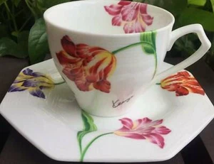 KENZO KAFFEE TEETASSE MIT UNTERTASSE VINTAGE BLUMENMUSTER SELTEN - Bild 1 von 5