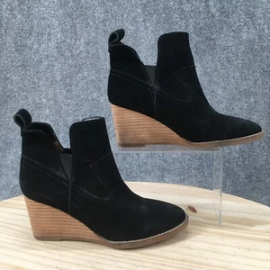 Blondo Boots Womens 6 M Irving Vcut Wedge Ankle Bootie B6564 015 Black Suede - Picture 1 of 14