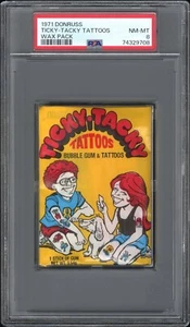 HIGHEST GRADE 1971 Donruss Ticky-Tacky PSA 8 Tattoos Non Sports Wax Pack (POP 6) - Picture 1 of 3