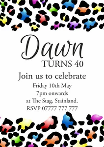 Leopard Print Personalised Invitations - Picture 1 of 10
