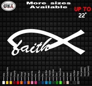 FAITH Christian Fish Vinyl Decal Sticker | Ichthys Decals | Car and Truck Window - Picture 1 of 1
