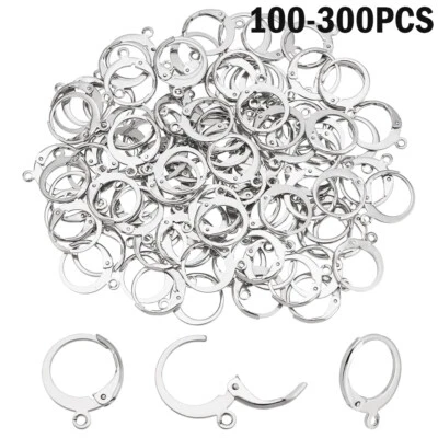 Lot Round Leverback Earwires Stainless Steel Lever Ear Wires Earring Findings US - Image 1 of 4