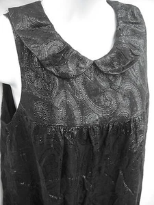 ALI RO Womens Black Silk Floral Men Mad Mod Babydoll Rockabilly Pin up Dress 4 S - Picture 1 of 4