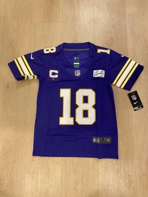YOUTH SMALL #18 Justin Jefferson Stitched Jersey - Throwback Purple