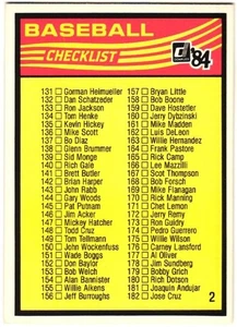 1984 Donruss Checklist #2 - Picture 1 of 2