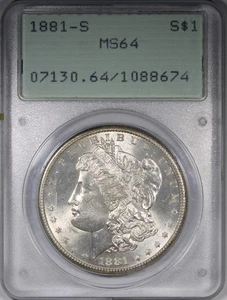 1881-S Morgan Dollar PCGS MS64 OLD GREEN RATTLER 108X PREFIX - Picture 1 of 4
