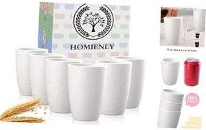 Drinking Cups 12 OZ Wheat Straw Cup Sets of 6 Reusable Water Drinking Glasses - Picture 1 of 7