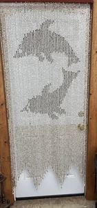 Vintage Boho Real Seashell Beaded 2 Sided Dolphin Design Doorway/Window Decor - Picture 1 of 2