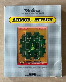 VECTREX Gaming Cartridge ARMOR ATTACK 1982 Complete in Box Tested Manual Overlay