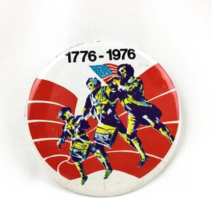 1776-1976 Pin American USA Bicentennial Button 3" Archibald Willard Spirit of 76 - Bild 1 von 3