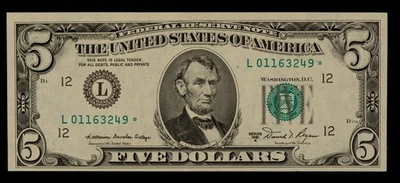 FR 1977-L* $5 1981 A Federal Reserve Note US - Star Note - AU++ - SKU-CA1850 - Image 1 of 2