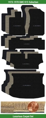 Juego de alfombrillas de lujo personalizadas para GMC K15 Suburban 1973-1978 con logotipo (5 piezas) #NZ4 Foto 1 de 4