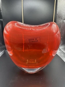 SELTENE lebendige rote Mandarine Opalit Glas Vase - MADE IN ROMANIA - Bild 1 von 15