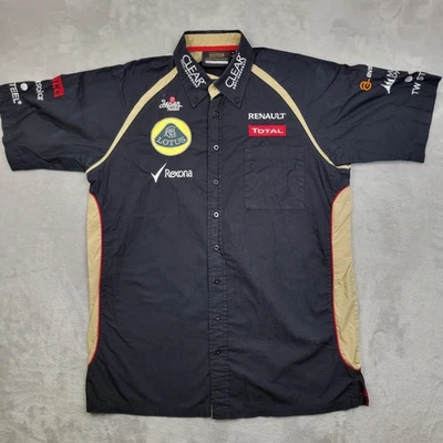 Lotus F1 Team Shirt Men Medium Button Up Racing Team Race Renault Pit Crew Patch - Image 1 of 4