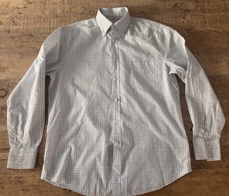 Camisa de vestir Brunello Cucinelli para hombre azul claro/gris claro manga larga grande Foto 1 de 4