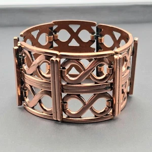 Vintage Renoir Kupfer Infinity Gliederarmband 7" extra breit Faltschließe - Bild 1 von 8