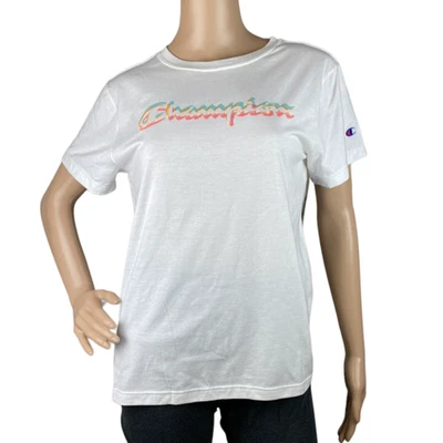 New Champion Women's White Crew Neck Short Sleeve Graphic Tee Size L - Image 1 of 4