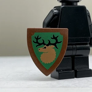 Piezas Lego Minifigura Marrón Antigua De Colección, Escudo Triangular Forestmen Alce/Ciervo - Imagen 1 de 2
