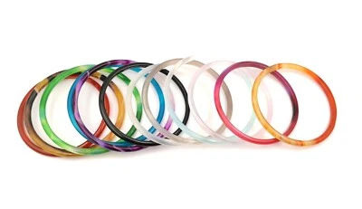 Brazalete Brazalete Multicolor Natural Hielo Calcedonia Ágata Jade Delgado Redondo Mujer Foto 1 de 4