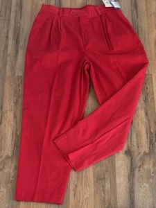 Women’s VTG USA Made Cherry Red Corduroy Pants Pleats NWT JCPenney 16 High Rise - Picture 1 of 10