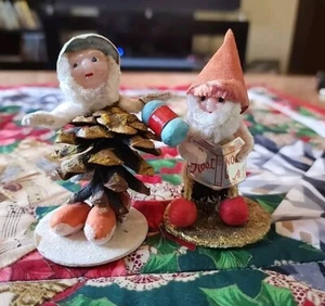 Linterna Navidad Gnomo Elfo Vintage Piña Putz Hecho en Japón - Imagen 1 de 11
