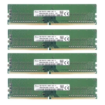 Hynix 32GB (4X8GB) DDR4 2666MHz PC4-21300 1RX8 UDIMM Memory Ram HMA81GU6CJR8N-VK - Image 1 of 4